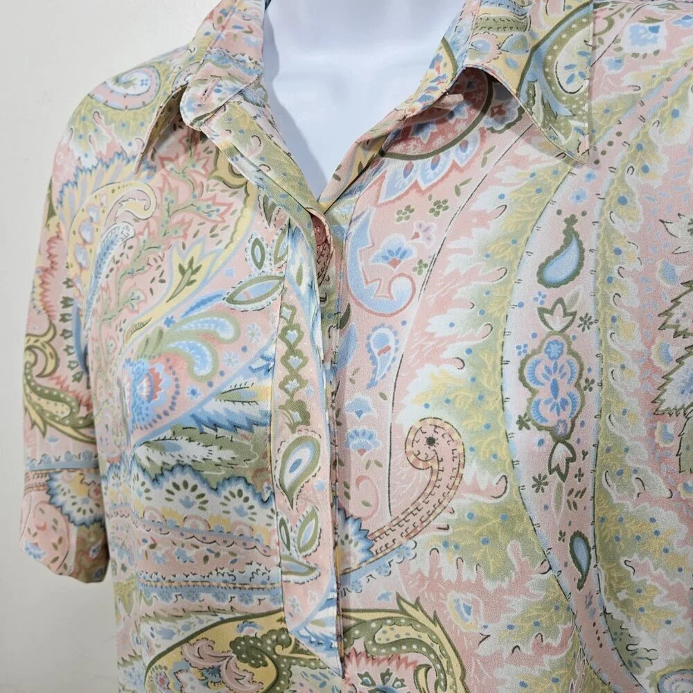 Alfred Dunner Vintage Short Sleeved Blouse - Floral and Paisley Size 10 (127-11) - Picture 5 of 9